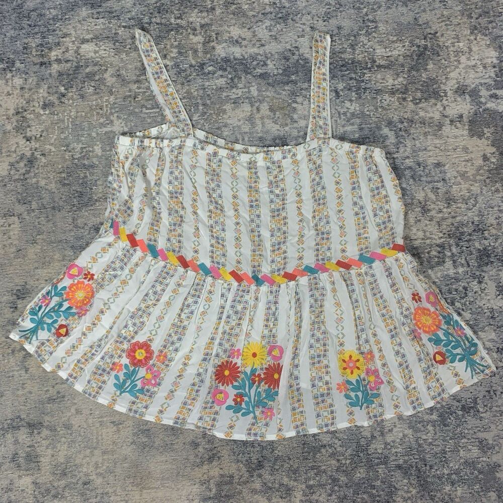 Savanna Jane NWOT Skirted Strap Embroidered Boho Blouse Size Medium